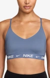 Nike Indy Light Support Padded Adjustable Sports Bra In Blue