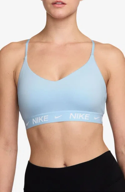 Nike Indy Light Support Padded Adjustable Sports Bra In Blue