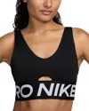 Nike Indy Logo Tape Plunge Bra In Multi