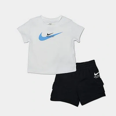 Nike Babies'  Infant Athletic Department T-shirt And Cargo Shorts Set In Black/white