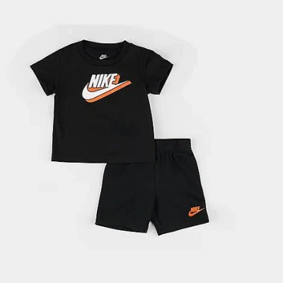 Nike Babies'  Infant Futura Shadow T-shirt And Shorts Set In Black/safety Orange