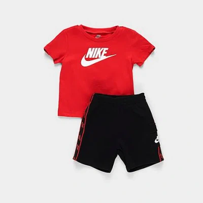 Nike Babies'  Infant Futura Tape T-shirt And Cargo Shorts Set In University Red/black