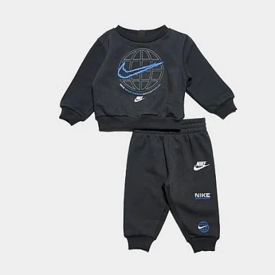 Nike Babies' Infant Globe Crewneck Sweatshirt And Jogger Pants Set In Blue