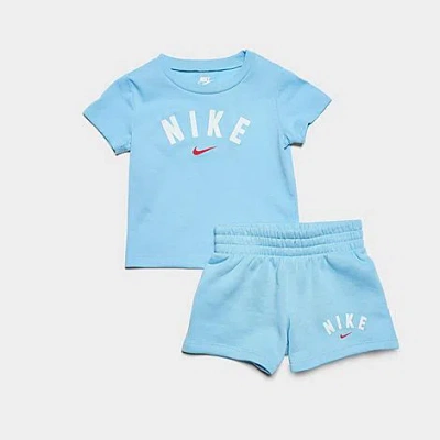 Nike Babies'  Infant T-shirt And Shorts Set In Light Blue