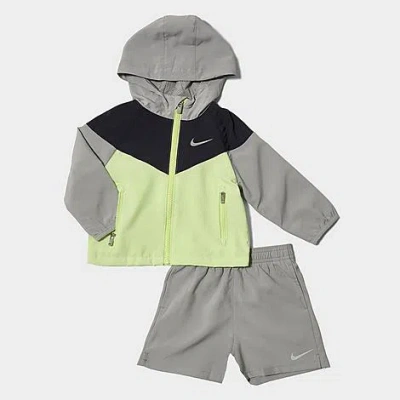 Nike Babies' Infant Windrunner Jacket And Shorts Set In Gray