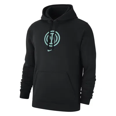 Nike Inter Milan Club  Men's Soccer Fleece Pullover Hoodie In Black