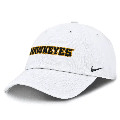Nike Iowa Hawkeyes Core Club Mascot Wordmark  Men's College Adjustable Hat In White