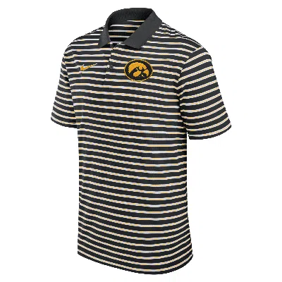 Nike Iowa Hawkeyes Primetime Victory Striped  Men's Dri-fit College Polo In Black