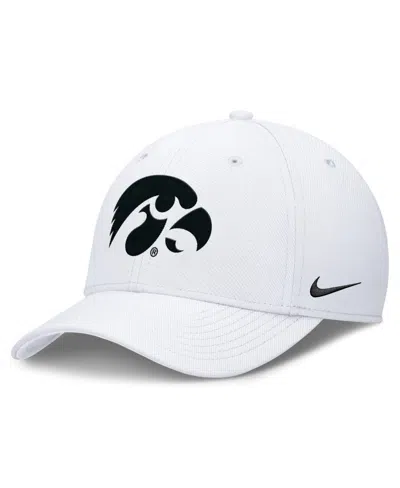 Nike Iowa Hawkeyes Rise Swoosh Stretch Fit Baseball Cap In White