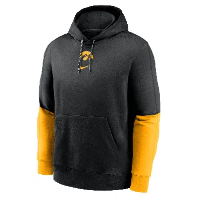 Nike Iowa Hawkeyes Sideline Team Issue Club  Men's College Pullover Hoodie In Black,gold