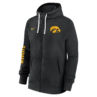 Nike Iowa Hawkeyes Sideline Team Issue  Men's College Full-zip Hoodie In Black,white