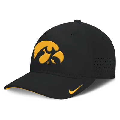 Nike Iowa On-field Gameday Swoosh  Men's Dri-fit College Hat In Black