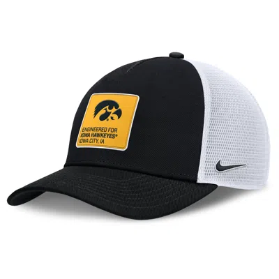 Nike Iowa On-field Rise Engineered  Men's College Trucker Adjustable Hat In Black