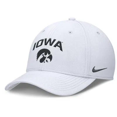 Nike Iowa On-field Rise Swoosh  Men's Dri-fit College Hat In White