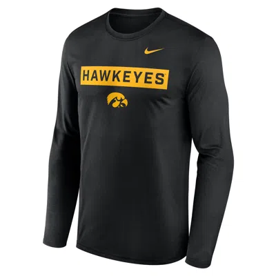 Nike Black Iowa Hawkeyes Primetime Campus 2-hit Legend Dri-fit Long Sleeve T-shirt