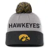 Nike Men's Gray/black Iowa Hawkeyes Primetime Peak Cuffed With Pom Knit Hat In Gray