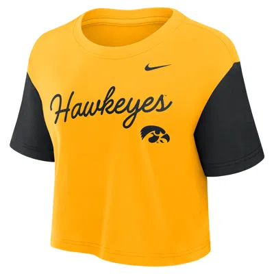 NIKE IOWA SCRIPT  WOMEN'S DRI-FIT COLLEGE CROPPED T-SHIRT,1015865204