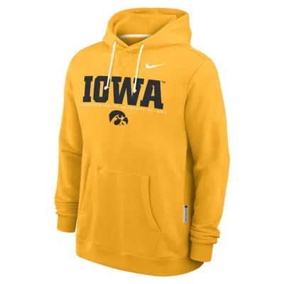 Nike Iowa Sideline  Men's Dri-fit College Pullover Hoodie In Yellow