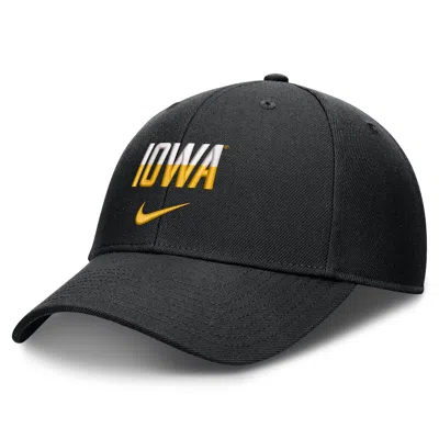 Nike Iowa Sideline Rise Gameday  Unisex Dri-fit College Trucker Adjustable Hat In Black