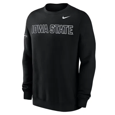 Nike Iowa State Club Fleece  Men's College Crew-neck Sweatshirt In Black