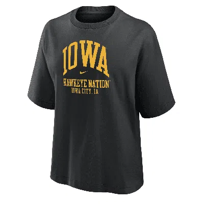 Nike Iowa  Women's College Boxy T-shirt In Black