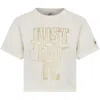 Nike Ivory T-shirt For Girl With Writing In Ivory