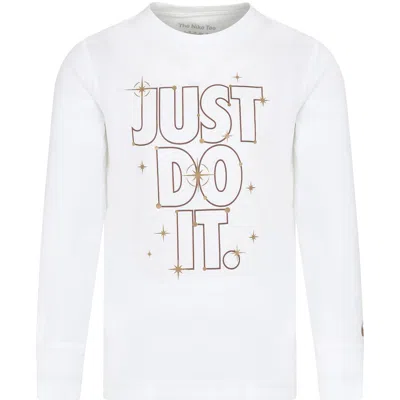 Nike Ivory T-shirt For Kids With Logo And Writing