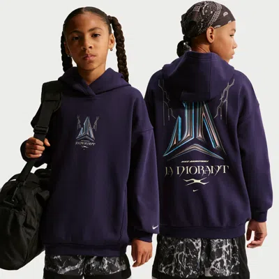 Nike Ja Big Kids' Club Fleece Oversized Hoodie In Purple