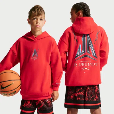 Nike Ja Big Kids' Club Fleece Oversized Hoodie In Red