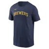 Nike Navy Milwaukee Brewers Wordmark Legend Performance T-shirt In Blue