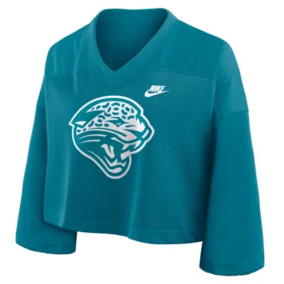 Nike Jacksonville Jaguars Rewind Fashion  Women's Dri-fit Nfl Cropped Jersey In Blue