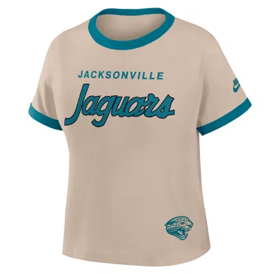 Nike Jacksonville Jaguars Rewind Ringer Mod  Women's Nfl Cropped T-shirt In Brown