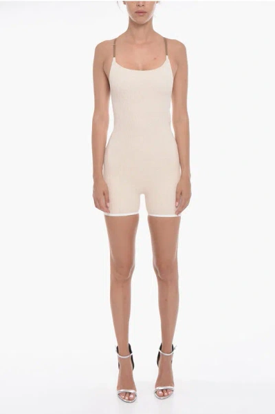 Nike Jacquemus Ribbed Romper Suit With Back Crisscross Straps In White