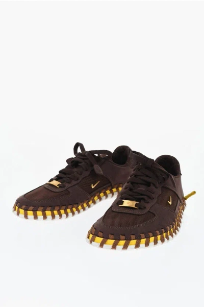 Nike Jacquemus Suede And Fabric J Force 1 Low-top Sneakers In Burgundy