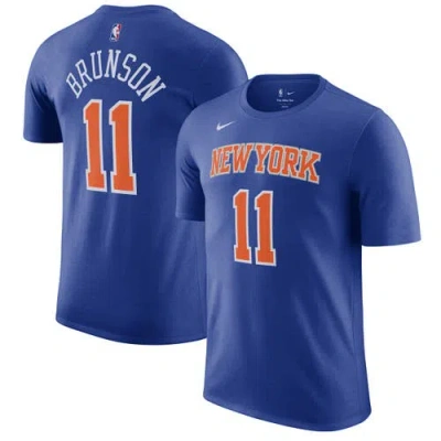 Nike Men's Jalen Brunson Blue New York Knicks Icon Edition Name Number T-shirt