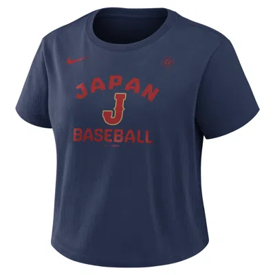 Nike Japan National Baseball Team 2026 World Baseball Classic Mod  Women's Cropped T-shirt In Blue