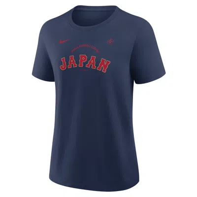 Nike Navy Japan Baseball 2026 World Baseball Classic Script T-shirt In Blue