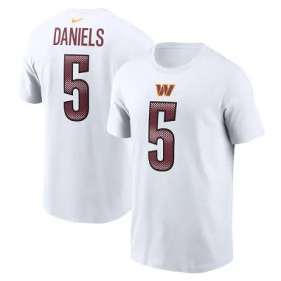 Nike Men's Jayden Daniels White Washington Commanders Name Number T-shirt