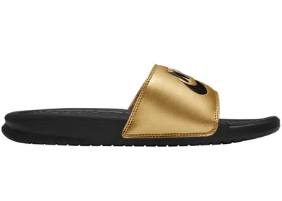Pre-owned Nike Jdi Benassi Slide (women's) Sneakers In Black/metallic Gold