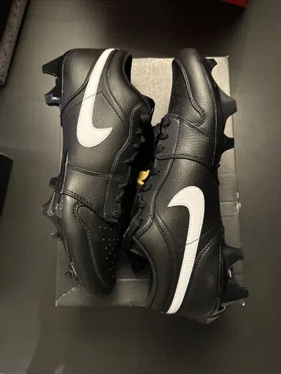 Pre-owned Nike Jordan 1 Low Td Football Cleats Black White Fj6245-001 Men's Size 12