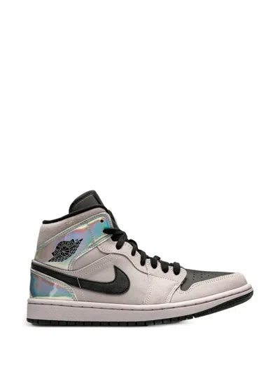 Nike Jordan 1 Mid Iridescent Sneakers In Gray