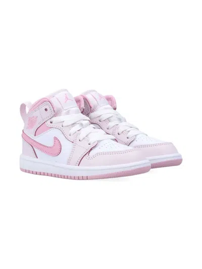 Nike Kids' Jordan 1 Mid Leather Sneakers In Pink
