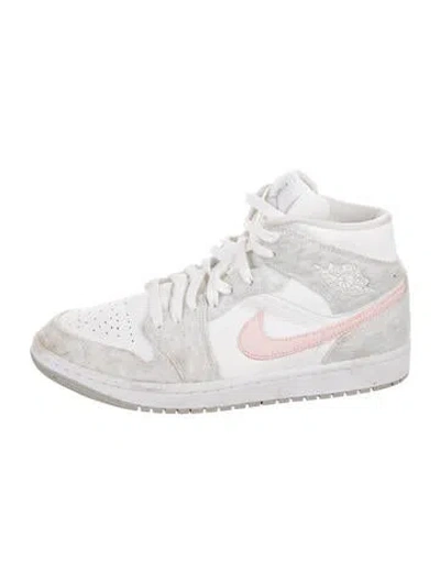 Pre-owned Nike Jordan 1 Mid Se Light Iron Ore Sneakers In White