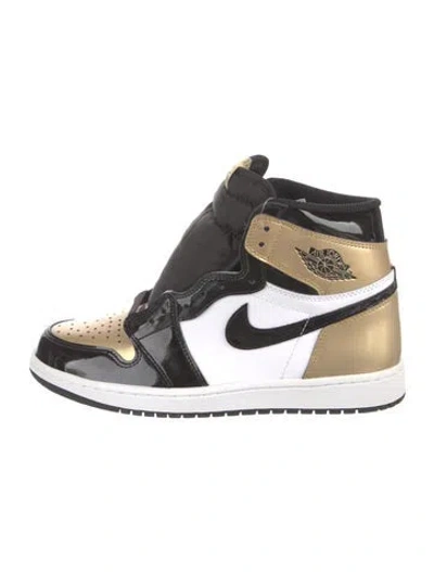Pre-owned Nike Jordan 1 Retro High Nrg Patent Gold Toe Wedge Sneakers In Black
