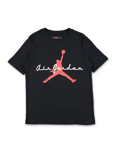 Nike Jordan Air Logo Cotton T-shirt For Kids In Black