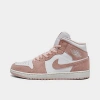 Nike Jordan Air Retro 1 Mid Se Suede Casual Shoes In White/sail/legend Pink