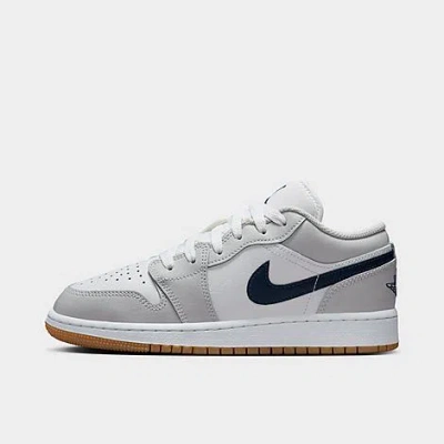 Nike Jordan Big Kids' Air Retro 1 Low Casual Shoes In White/midnight Navy/neutral Grey