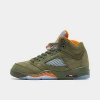 Nike Jordan Big Kids' Air Retro 5 Basketball Shoes In Army Olive/solar Orange