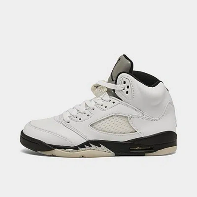 Nike Jordan Big Kids' Air Retro 5 Basketball Shoes In White/sail/metallic Silver/black