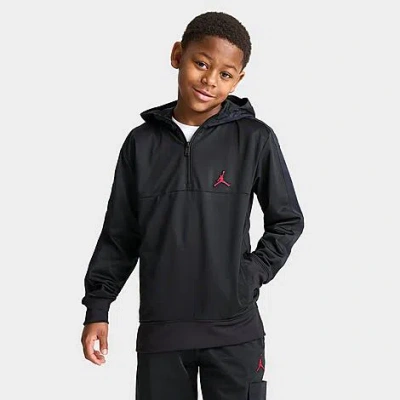 Nike Kids' Jordan Boys' Woven Quarter-zip Pullover Hoodie In Black